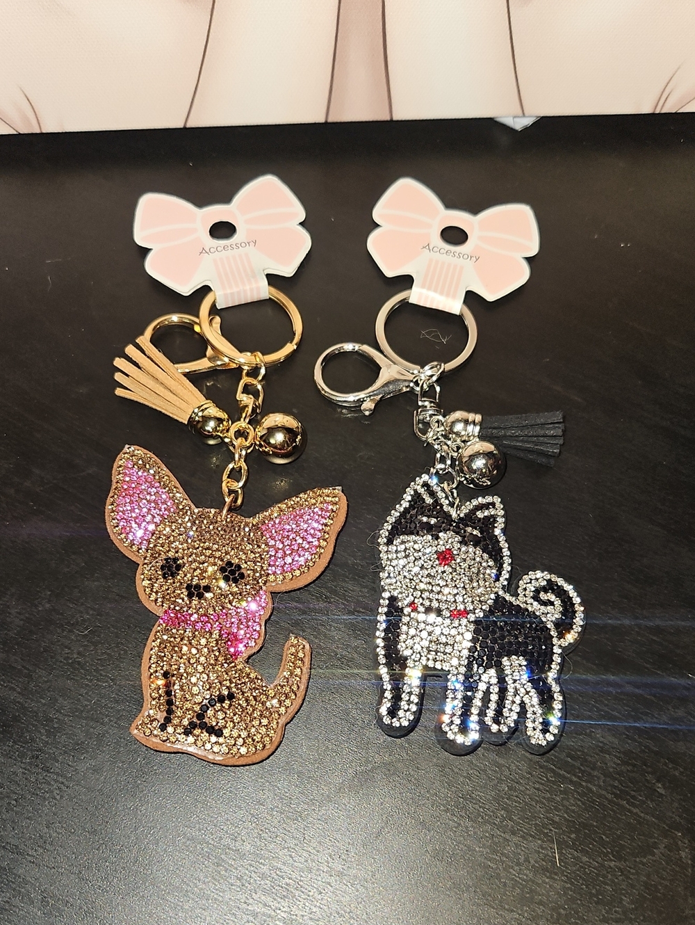 Rhinestone Dog Keychains Nwt